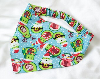 Christmas Avocado Dog Bandana, Cute Pet Handkerchief, Christmas, Dog Lover Gift