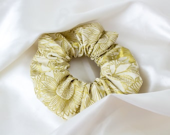 Scrunchie, Gold Sunflower and Bees, Scrunchy, Floral Scrunchies, Gift for Her, Hair Accessories