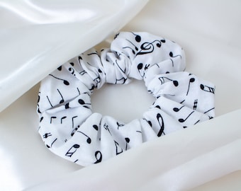 Music Women's Scrunchie, White Scrunchy, Cute Scrunchies, Gift for Her