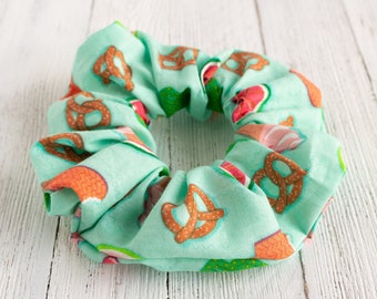 Patriotic Summer Scrunchie, Pretzel, Pineapple, Watermelon Scrunchy, Teal Scrunchies, Cactus Hair Ties, 90s Clothing, Gift  for Her