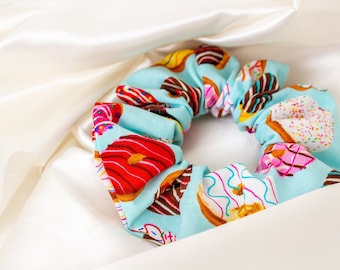 Donut with Sprinkles Scrunchie, Blue Donuts Scrunchy, Donut Scrunchies, Retro, 90s Cothing, Hair Ties, Gift for Her, Girlfriend Gift