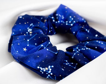 Constellation Scrunchie, Celestial Astrology Scrunchies, Blue Stars Solar System Scrunchy, Zodiac, Gift for Her