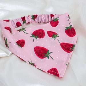 Pink Strawberry Dog Bandana, Elastic Dog Scarf, Summer Strawberries Pet Handkerchief, Pet Accessories, Dog Mom Gift, Dog Lover Gift image 6