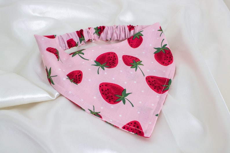 Pink Strawberry Dog Bandana, Elastic Dog Scarf, Summer Strawberries Pet Handkerchief, Pet Accessories, Dog Mom Gift, Dog Lover Gift image 6