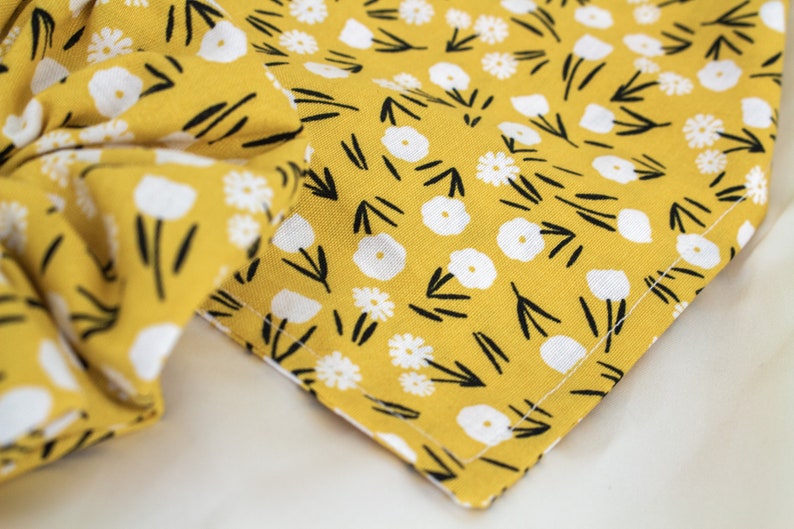 MATCH YOUR DOG Matching Mustard Floral Dog Bandana and Hair Scrunchie Set, Scrunchy Pet and Owner Set, Scrunchies and Dog Scarf Pack image 5