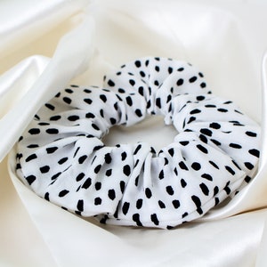 White Hair Scrunchie with Dots