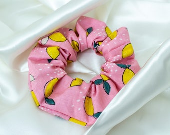 RETRO Scrunchy, 90s Clothing Scrunchie, Pink, Lemon Scrunchies, Hair Ties, Hair Accessories, Gift for Women