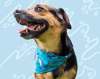 Baby Shark Dog Bandana, Cute Shark Dog Scarf, Blue, Dog Lover Gift, Pet Accessories, New Puppy Gift, Dog Handkerchief