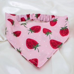 Pink Strawberry Dog Bandana, Elastic Dog Scarf, Summer Strawberries Pet Handkerchief, Pet Accessories, Dog Mom Gift, Dog Lover Gift image 7