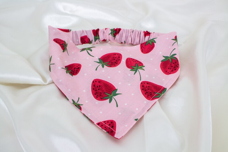 Pink Strawberry Dog Bandana, Elastic Dog Scarf, Summer Strawberries Pet Handkerchief, Pet Accessories, Dog Mom Gift, Dog Lover Gift image 7