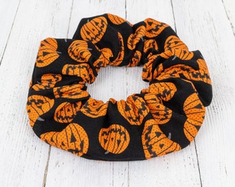 Halloween Jack O Lantern Scrunchie, Spooky Halloween Gifts, Fall Scrunchy, Pumpkin Hair Ties, Gift for Women, 90s Clothing