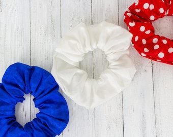 Red, White, and Blue Patriotic Scrunchie Pack, Independence Day Scrunchies, Fourth of July Scrunchy, 4th of July Outfit, Gift for Women