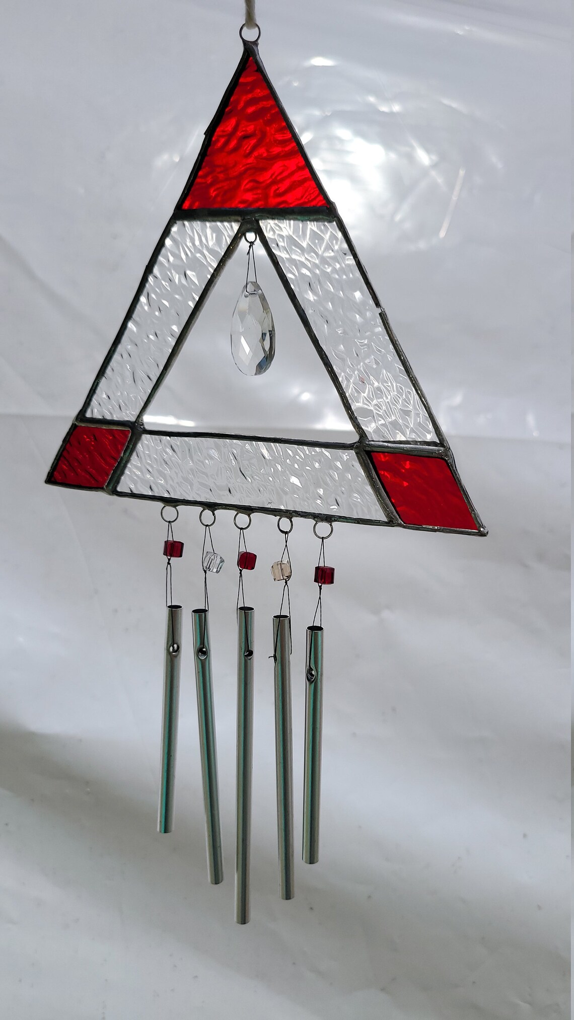 Stained glass triangular wind chime Etsy