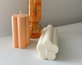 Bloom Flower Candle | Flower Candle | Soy Wax Pillar Candle | Daisy Candle | Sprjng Candle | Pillar Candle | Geometric Candle