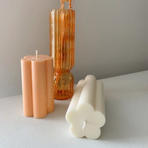 Bloom Flower Candle | Flower Candle | Soy Wax Pillar Candle | Daisy Candle | Sprjng Candle | Pillar Candle | Geometric Candle