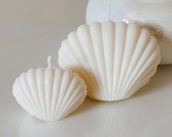Shell Candle, Hand Poured, Natural Soy Wax Candle, Aesthetic Candle, Candle, Shell, Soy Wax, Unscented, White Candles, Decorative Candle