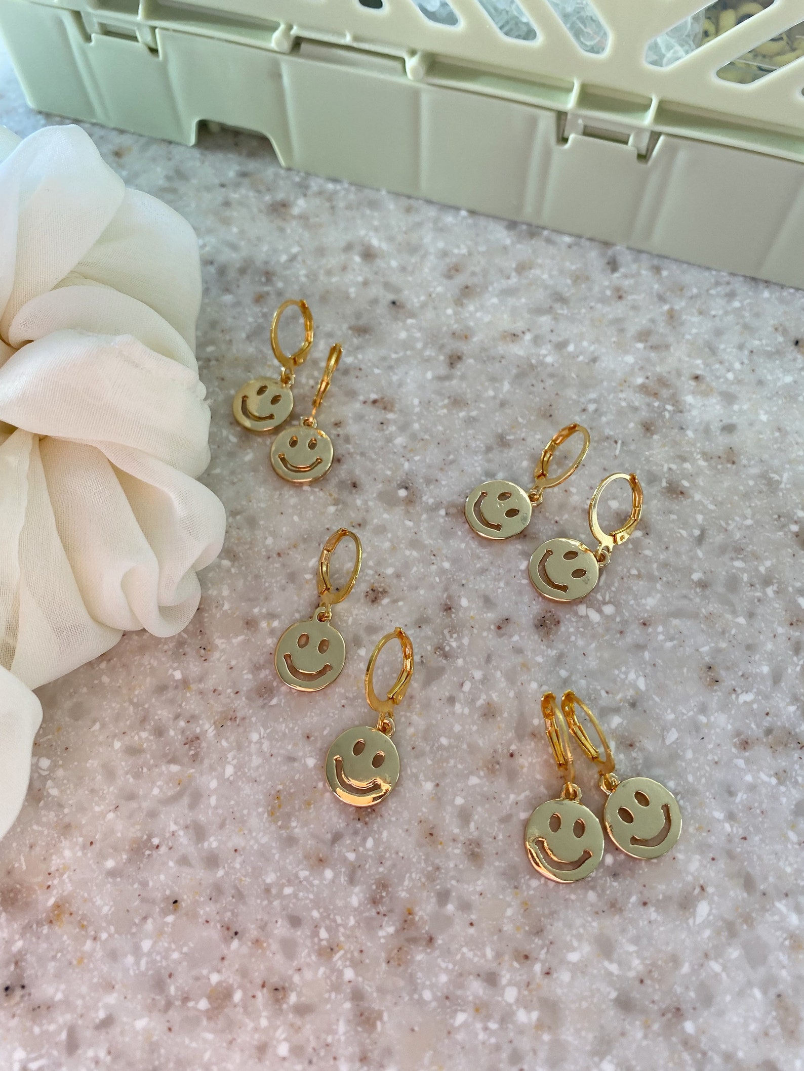 Farrah B Smiley Huggie Earrings main image 0