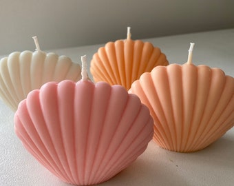 Shell Candle, Hand Poured, Natural Soy Wax Candle, Aesthetic Candle, Candle, Shell, Soy Wax, Unscented, White Candles, Decorative Candle