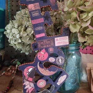 Hand-decorated sign, Halloween sign, Halloween decor, Halloween decorative sign (holiday-Halloween: Eek/wood/blue/orange)