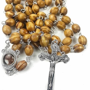 Olive Wood Catholic Rosary Beads - Wooden Rosary Beads - Jerusalem Wooden Rosary - Men or Women Brown Praying Beads - FREE Shipping from US