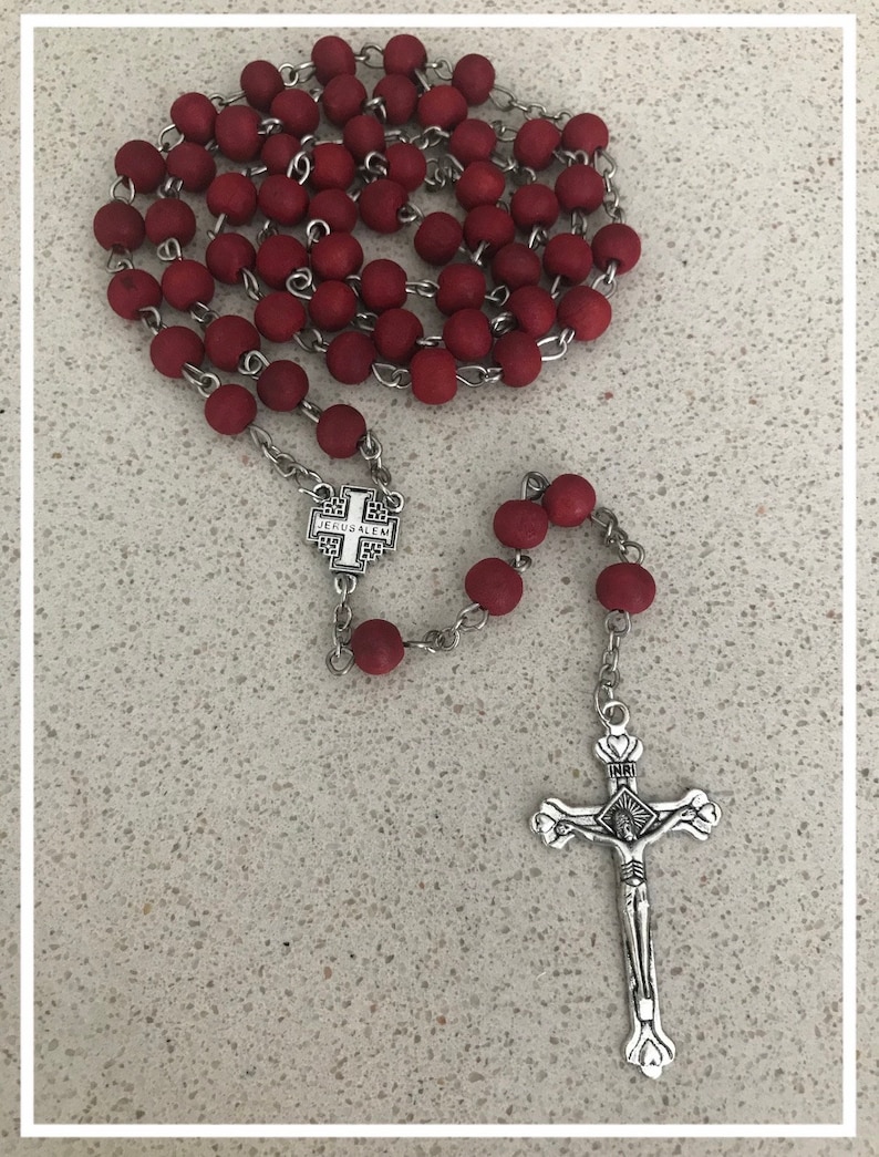 Catholic Rosary Beads Rose Scented Wood Beads Rosary From Etsy