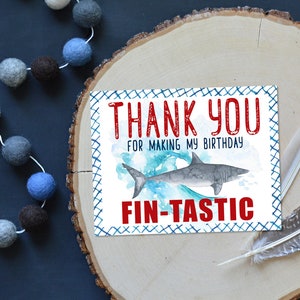 Shark Thank You Card / Fin-Tastic Thank You Card / Shark Birthday Party Thank You Note / Printable Thank You Card / INSTANT DIGITAL DOWNLOAD