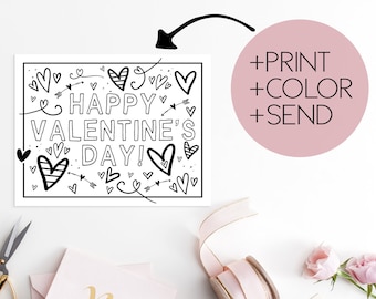 Kartka walentynkowa z rysunkiem: kolorowanka dla dzieci (do pobrania w wersji cyfrowej)