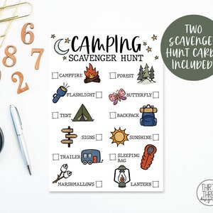 Camping Scavenger Hunt for Kids: Outdoor Activity, Printable Checklist (Digital Download)