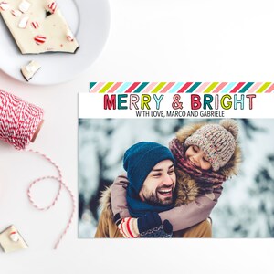 Merry & Bright Colorful Family Photo Tarjeta de vacaciones / Bright Christmas Family Photo Card / CUSTOM DIGITAL FILE