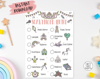 Princess Scavenger Hunt: Fairytale Birthday Party Game (Digital Download)