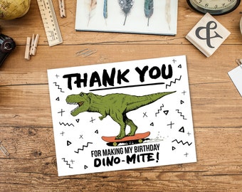 Kartka urodzinowa z podziękowaniami dla zielonego dinozaura (do pobrania w wersji cyfrowej)