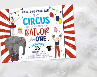Circus Birthday Invitation: Carnival Theme, Custom Digital File