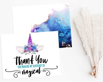 Unicorn Birthday Thank You Card / Magical Thank You Card / Printable Thank You Card / INSTANT DIGITAL DOWNLOAD