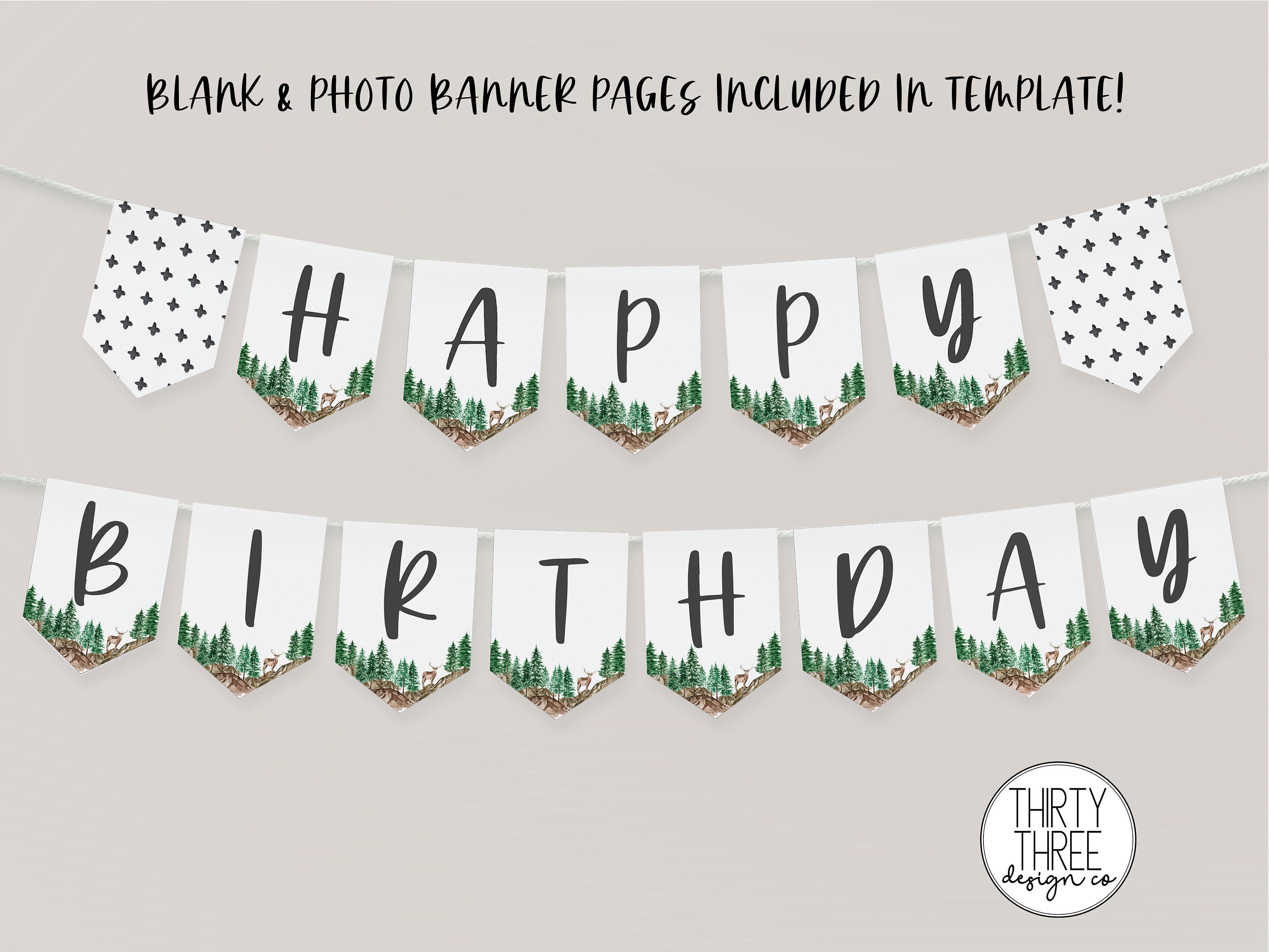 One-deer-ful First Birthday Party Bundle Woodland Printable Party Supplies  for Kids Boys Deer Birthday Decor INSTANT EDITABLE TEMPLATE 