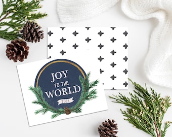 Joy to the World Christmas Card / Modern Holiday Card / Joy to the World A2 Card / CUSTOM DIGITAL DOWNLOAD