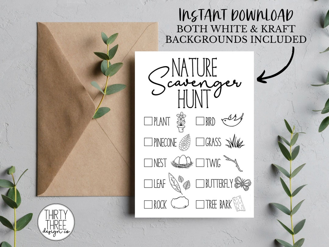 Printable Nature Scavenger Hunt for Kids. Instantly Download Our Nature ...