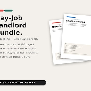 Day-Job Landlord Bundle: Unstuck Kit + Small Landlord OS | ADHD Task Planner, Call Scripts, Tenant Screening, Turnover Checklist PDF