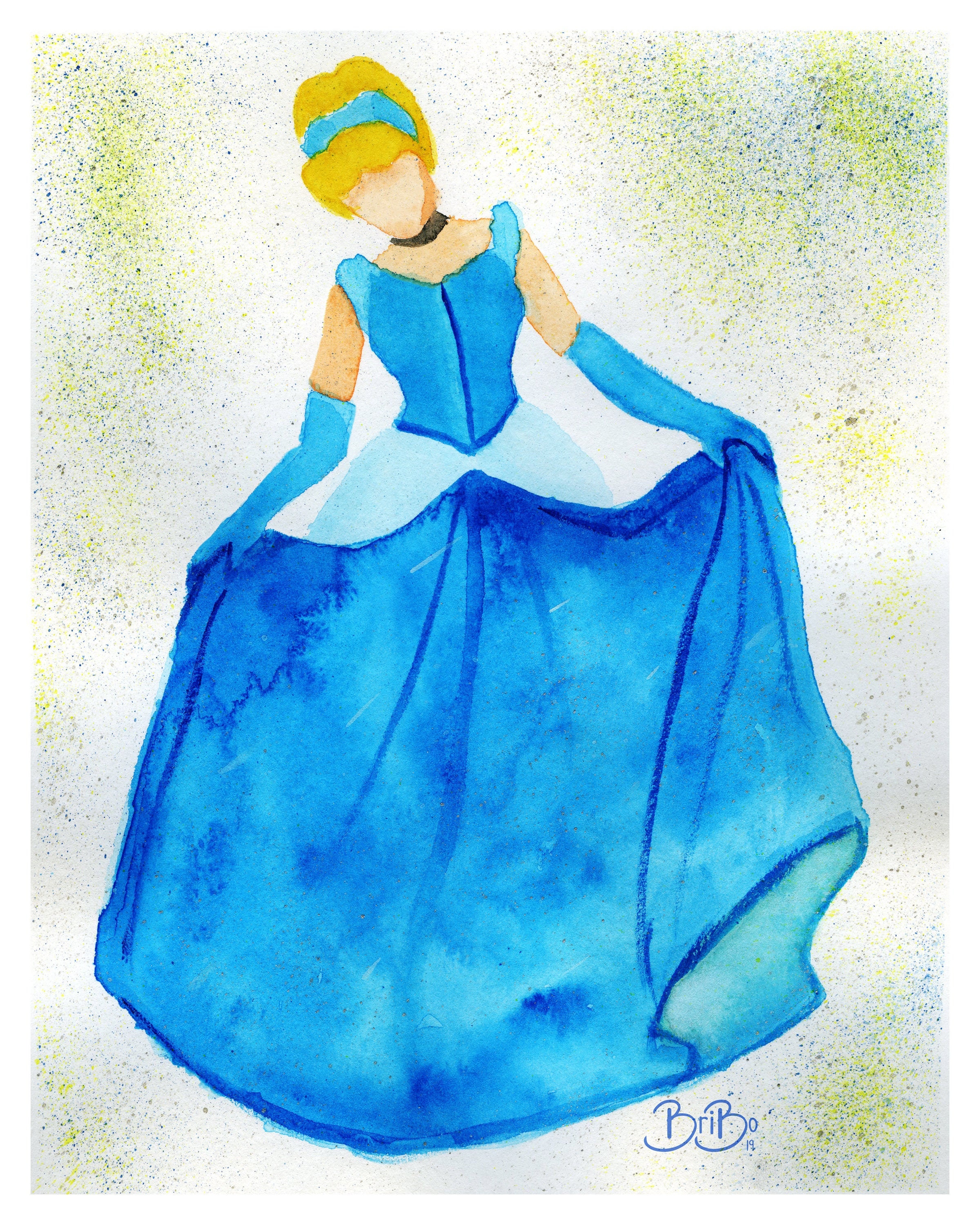 Watercolor Princess Cinderella Print | Etsy Watercolor Princess Cinderella Print | Etsy