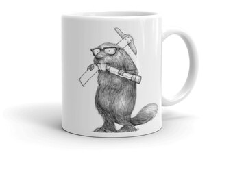 Engineer Beaver White Glossy Mug