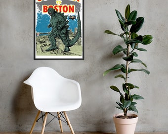 Godzilla vs Boston Artist Designed & Illustrated - Premium Luster Photo Paper Framed Poster (in)