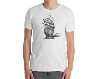 Engineer Beaver Gildan 64000 Unisex Softstyle T-Shirt with Tear Away Label