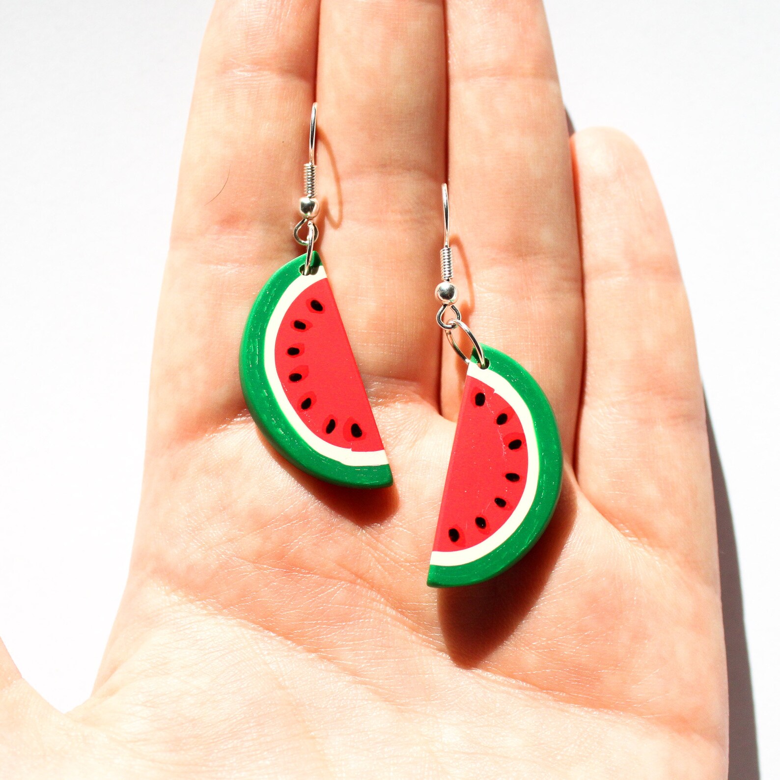 Bright Watermelon Slice Polymer Clay Earrings Hypoallergenic Etsy