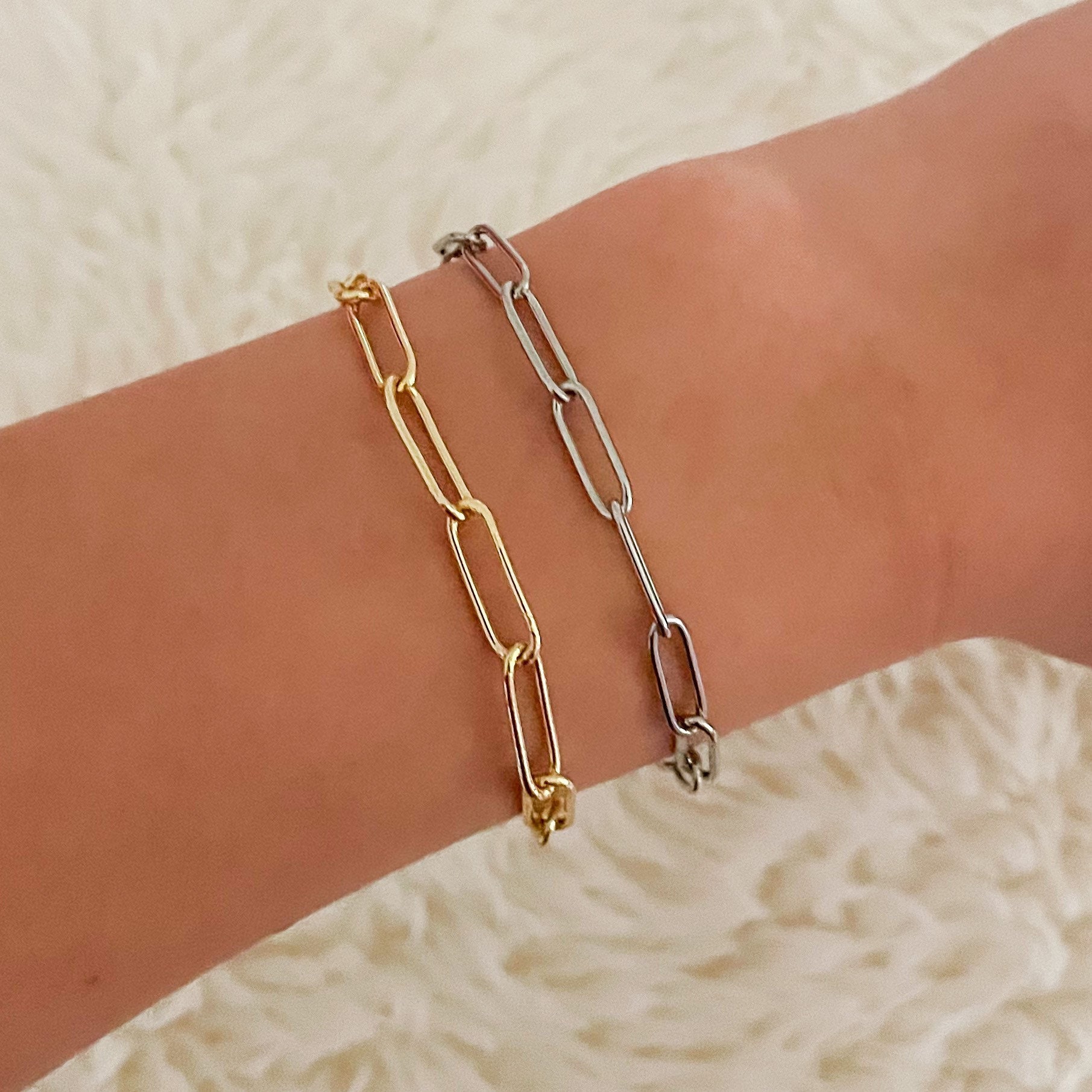 Gold or silver paperclip bracelets/paperclip bracelets/silver bracelets/gold bracelets/chain bracelets/dainty bracelets