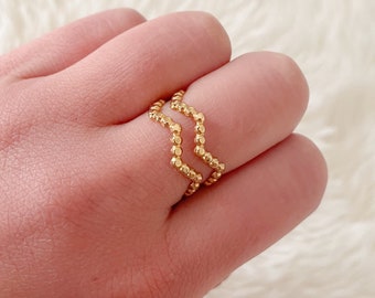 Adjustable double ring/waterproof ring/gold rings/dainty jewelry/trendy jewelry/waterproof jewelry
