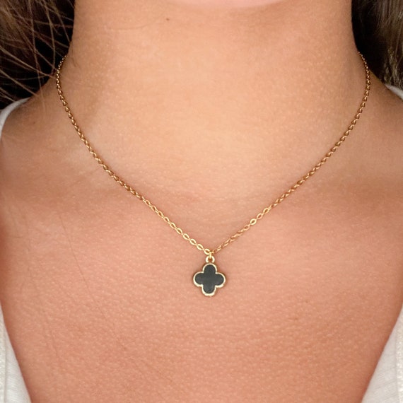 Collar de trébol negro inspirado en Van Cleef / collar de - Etsy España
