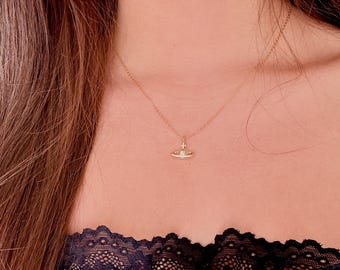 18k gold filled Saturn necklace/Saturn necklace/gold filled jewelry/dainty jewelry/trendy jewelry/starting necklace