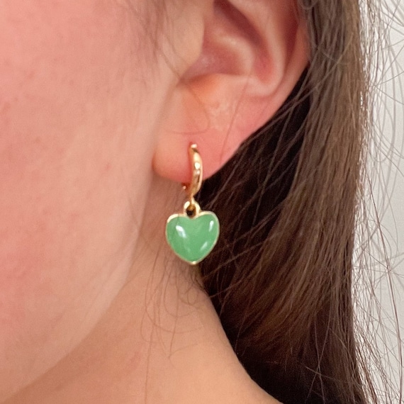 Sage Green Heart Earrings/heart 