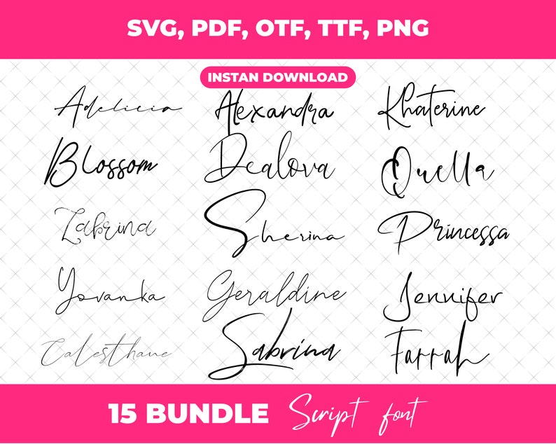 Bundle SVG cursive signature font for Cricut Bundle signature | Etsy
