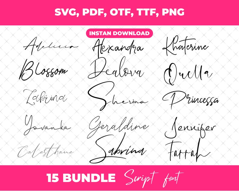 Download Bundle SVG cursive signature font for Cricut Bundle signature | Etsy