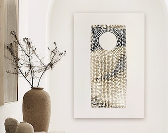 Abstract Dot Art Print: Taupe and White Watercolor, Japandi Wall Decor (Digital Download)